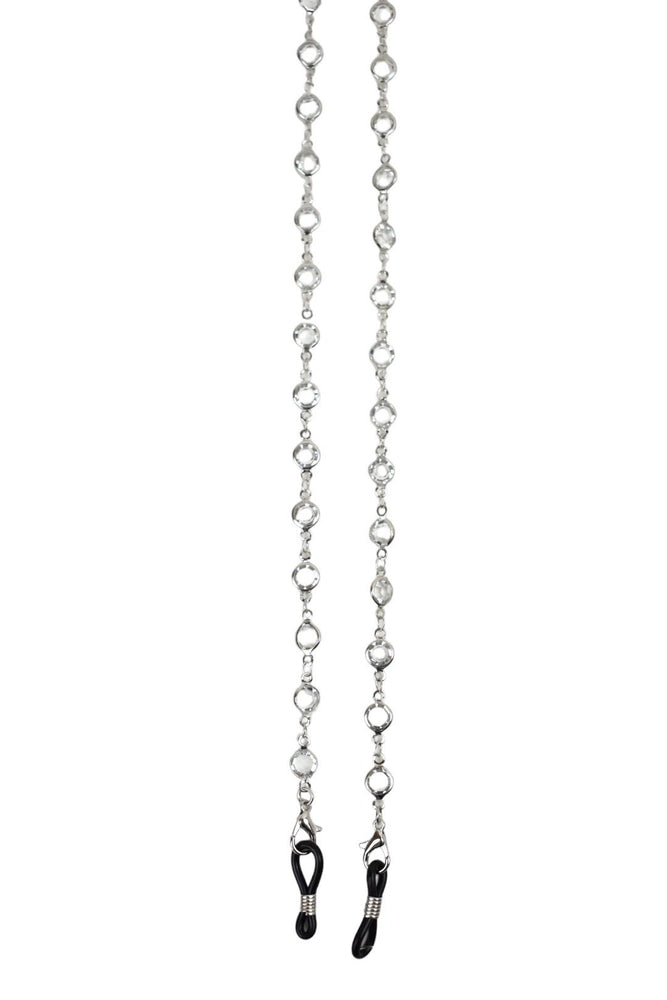 Silver Clear Round Jewel Sunglasses Chain