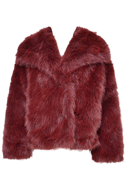 Burgundy Faux Fur Jacket