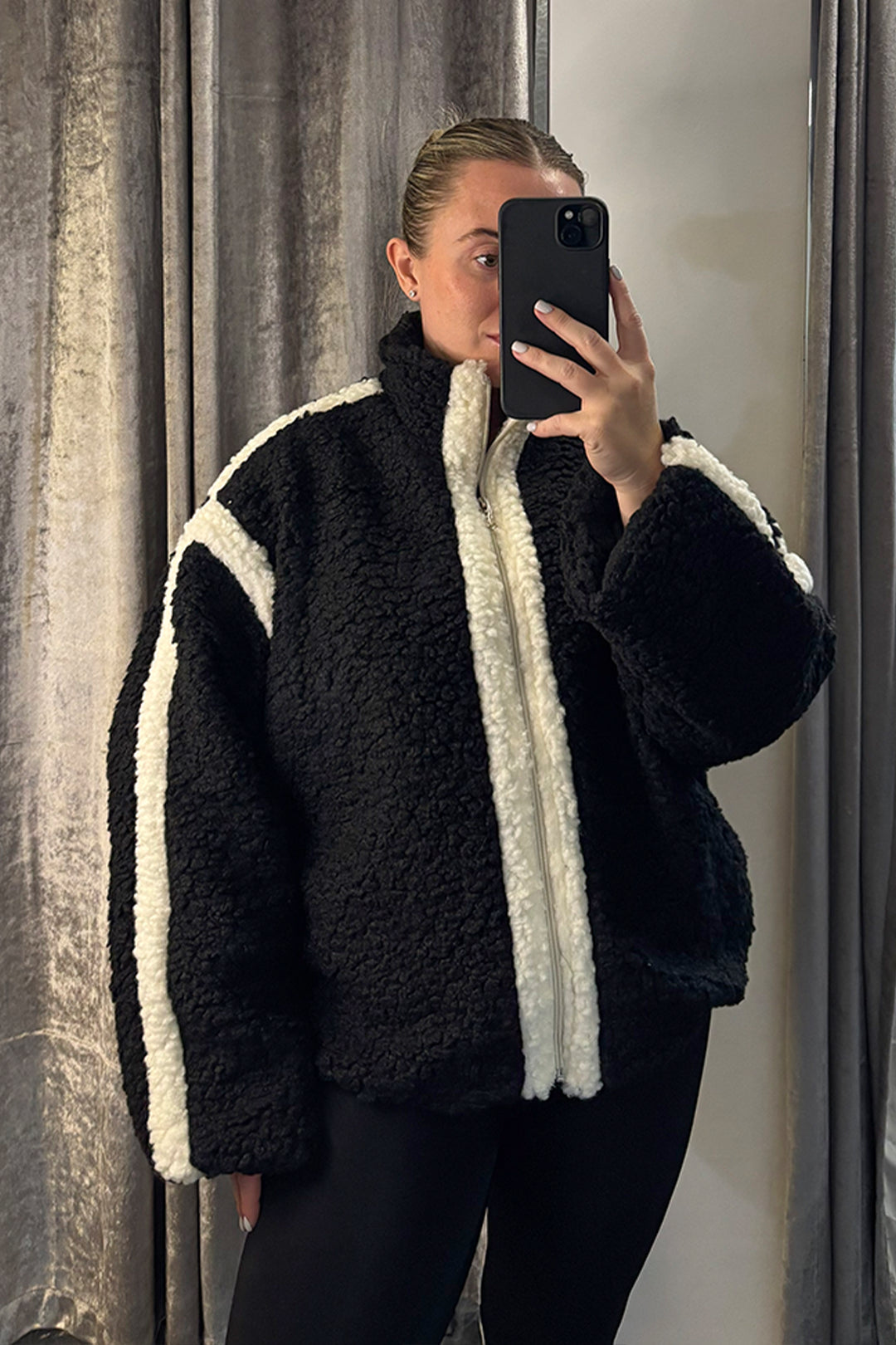 Black & White Contrast Teddy Fleece