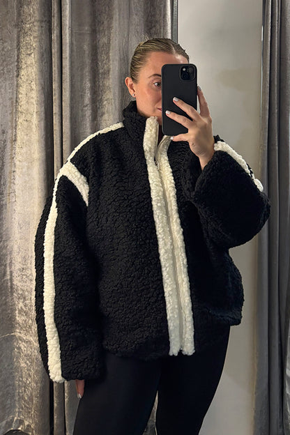 Black & White Contrast Teddy Fleece