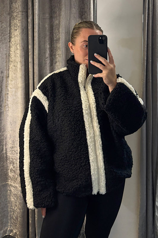 Black & White Contrast Teddy Fleece