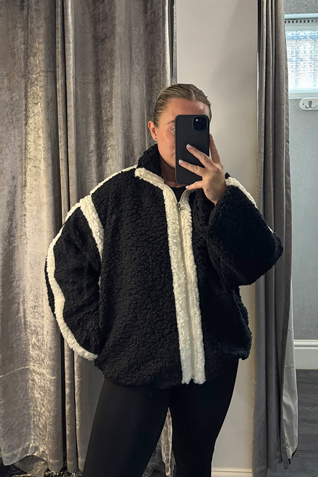 Black & White Contrast Teddy Fleece