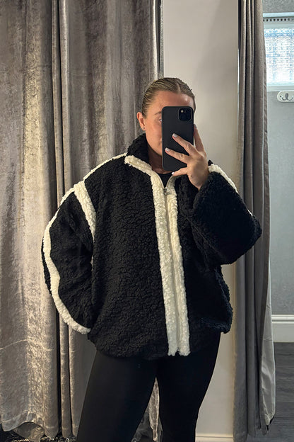 Black & White Contrast Teddy Fleece