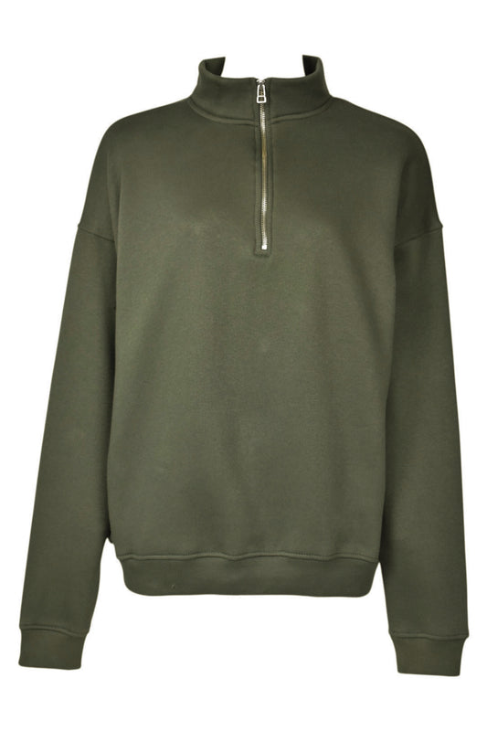 Khaki Quarter Zip Sweatshirt