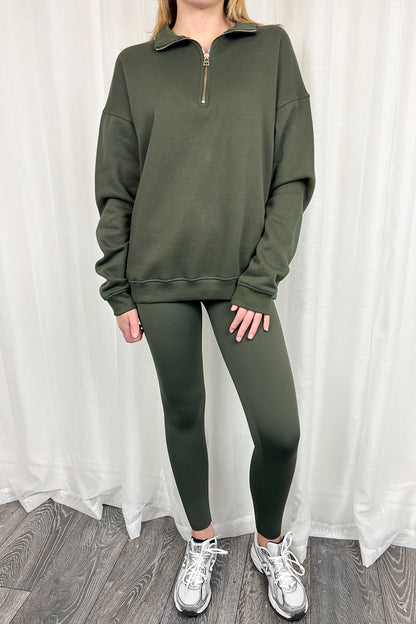 Khaki Quarter Zip Sweatshirt