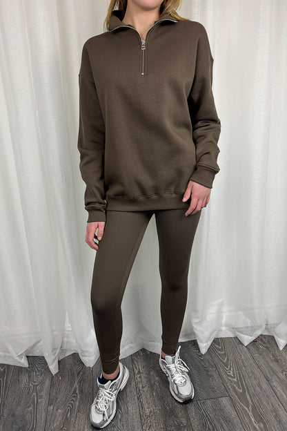 Brown Quarter Zip Sweatshirt