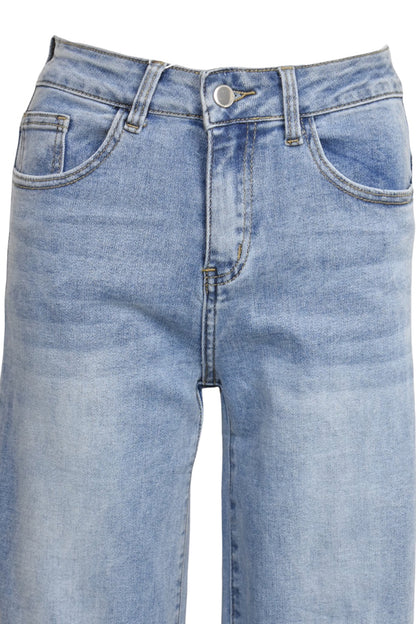 Light Denim Straight Leg Jeans