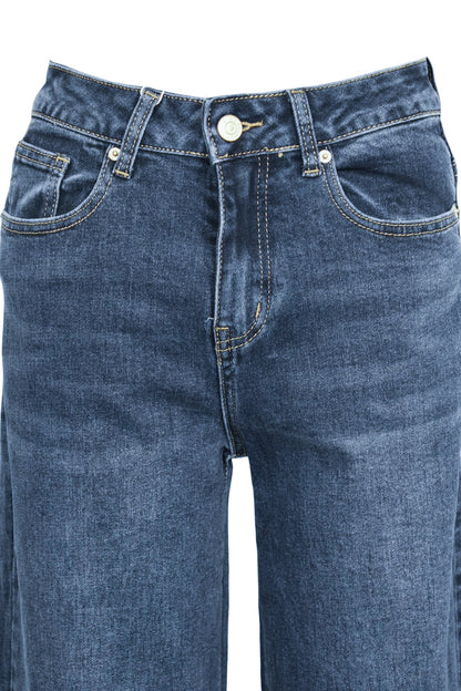 Mid Denim Straight Leg Jeans