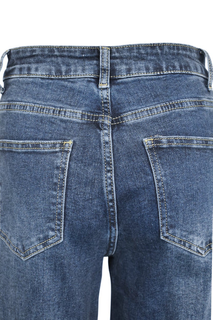 Mid Denim Straight Leg Jeans