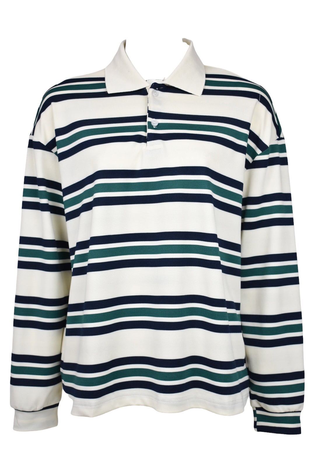 Navy & Green Striped Rugby Top