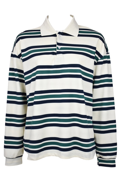 Navy & Green Striped Rugby Top