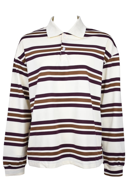Wine & Brown Striped Rugby Top