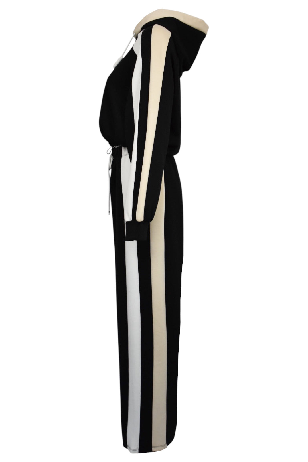 Black Contrast Hooded Wide Leg Loungesuit