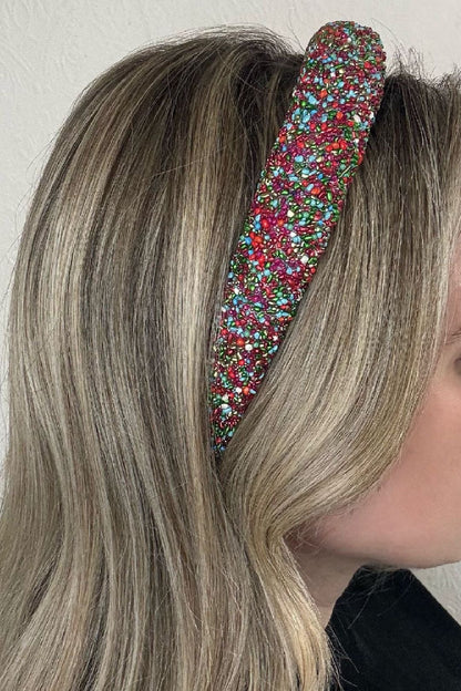 Red, Green & Blue Beaded Hairband