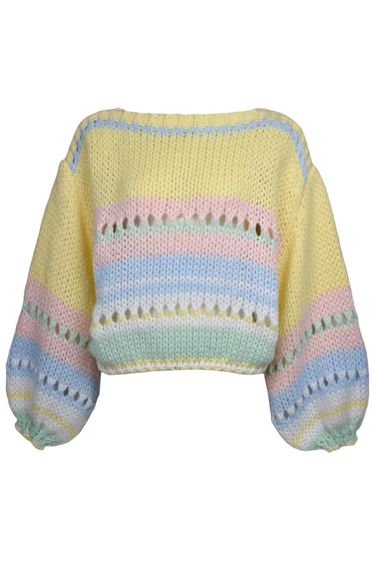 Lemon & Pastel Crocheted Jumper