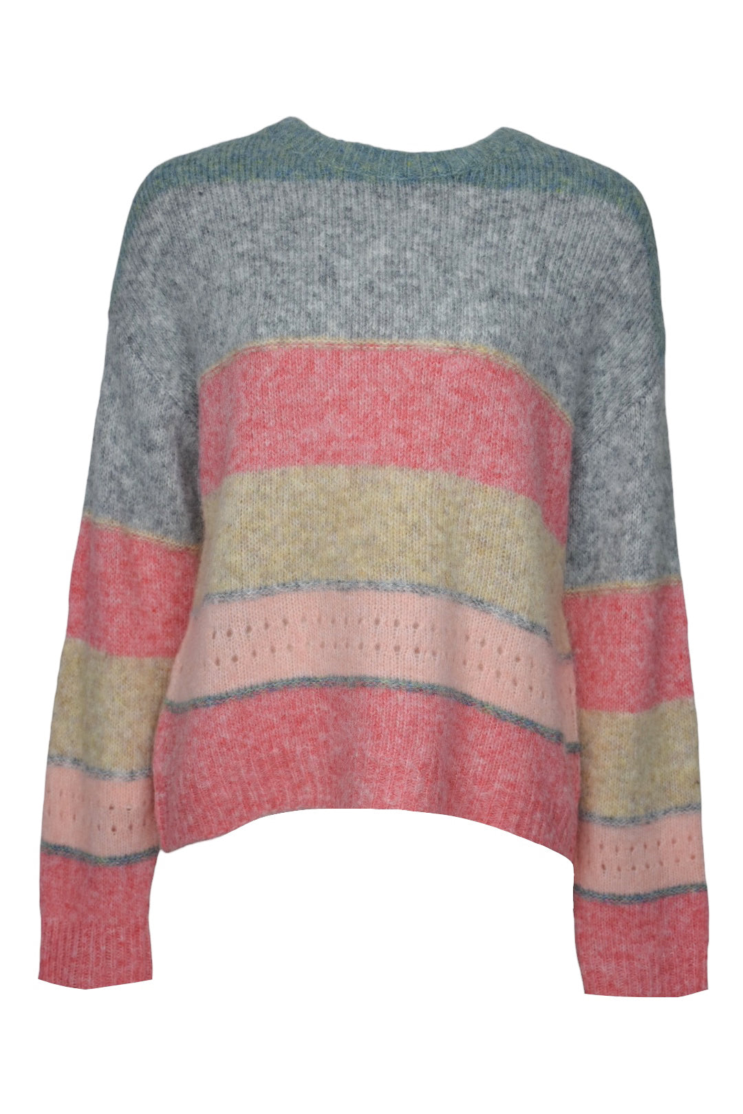 Grey & Pink Striped Jumper