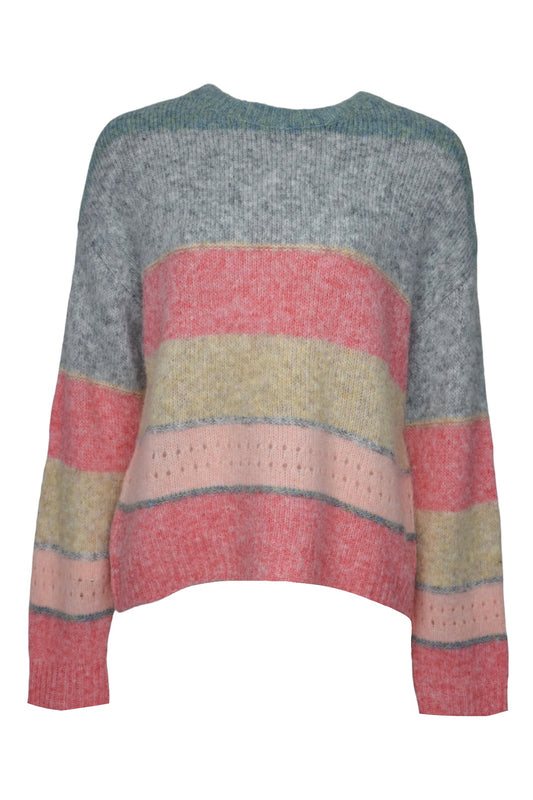 Grey & Pink Striped Jumper