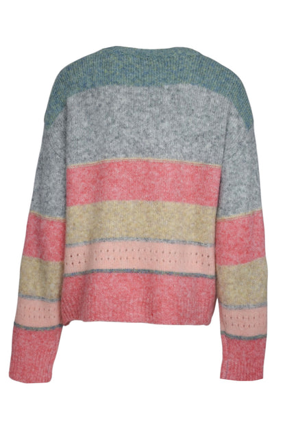 Grey & Pink Striped Jumper