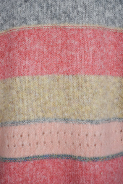 Grey & Pink Striped Jumper
