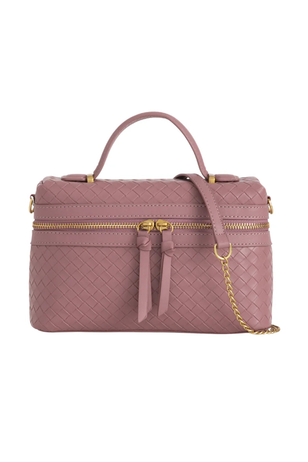 Dusky Pink Woven Vanity Cross Body Bag
