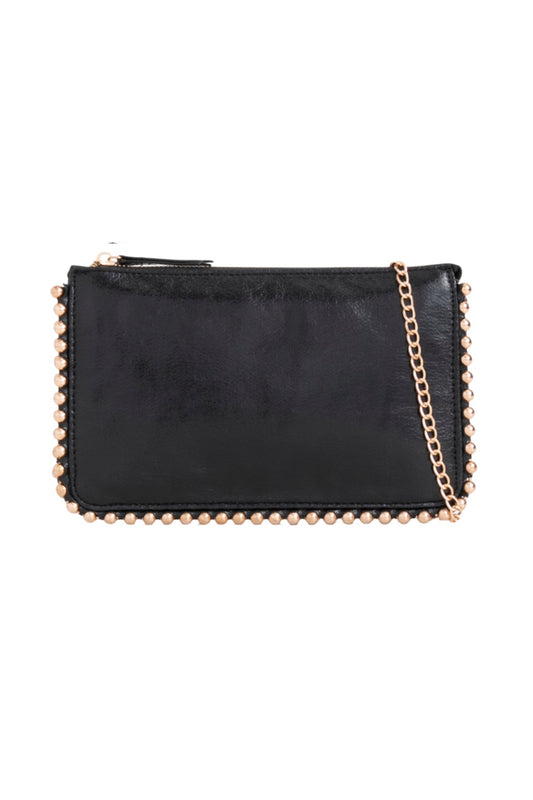 Black Bead Edge Cross Body Bag