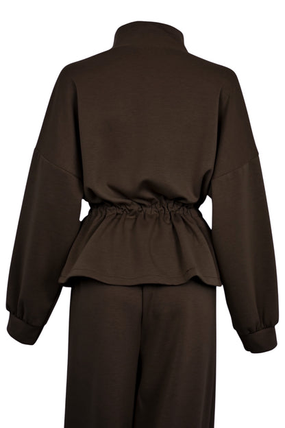 Brown Drawstring Waist Loungesuit