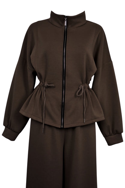 Brown Drawstring Waist Loungesuit