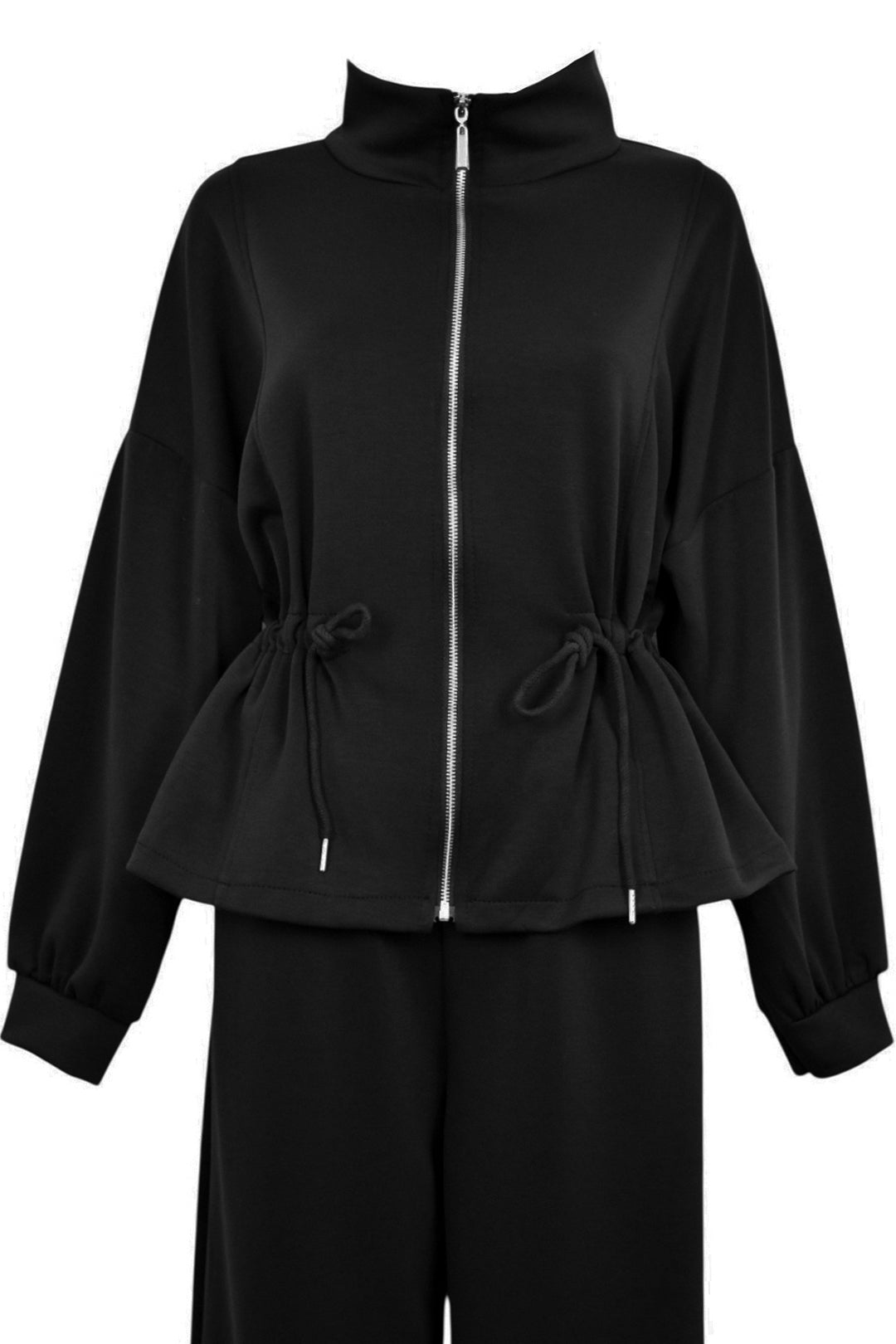 Black Drawstring Waist Loungesuit
