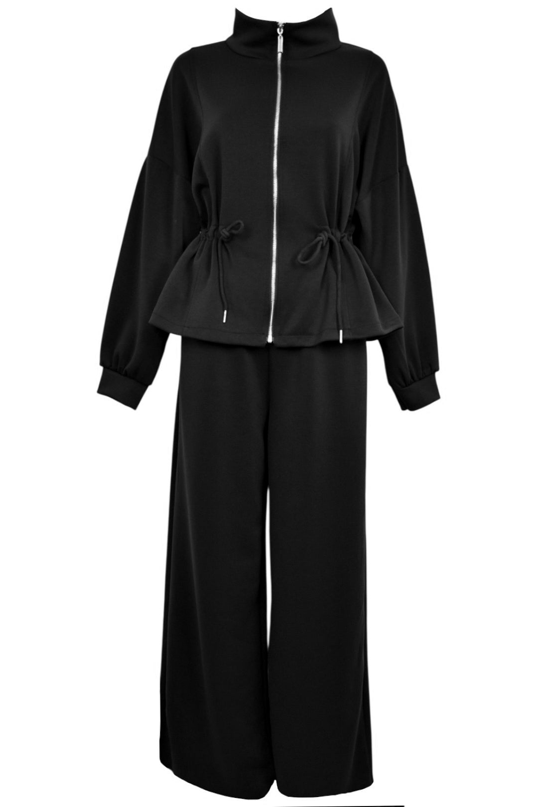 Black Drawstring Waist Loungesuit