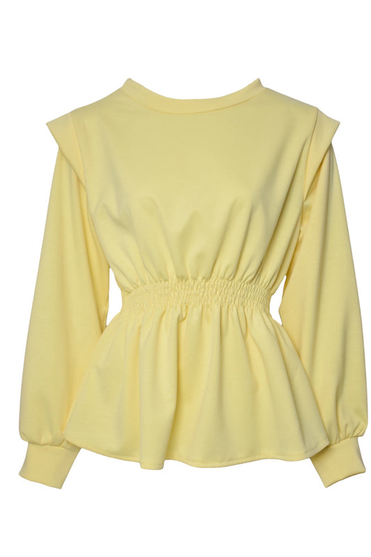 Lemon Peplum Cap Sleeve Top