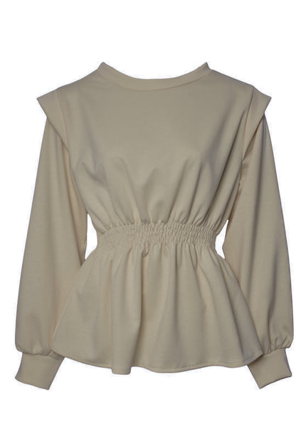 Taupe Peplum Cap Sleeve Top