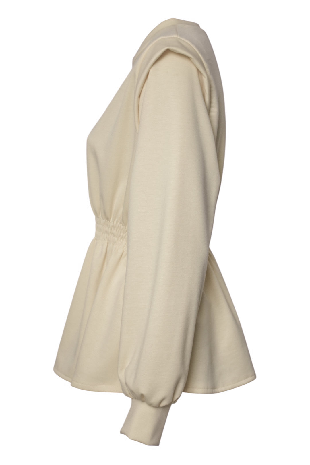 Beige Peplum Cap Sleeve Top