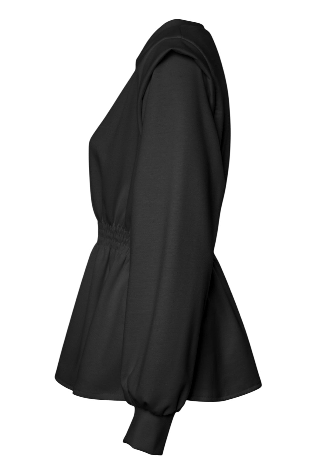 Black Peplum Cap Sleeve Top