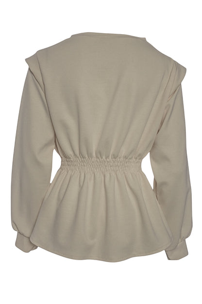 Taupe Peplum Cap Sleeve Top