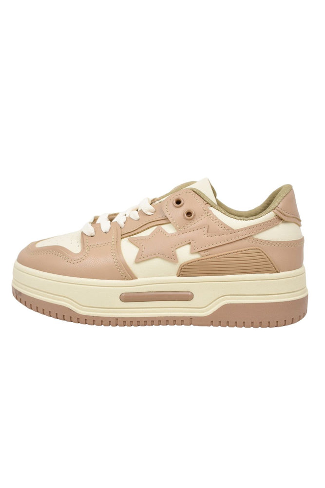 Nude & White Chunky Star Trainers