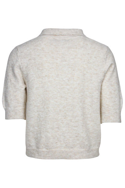 Beige Knitted Short Sleeve Cardigan