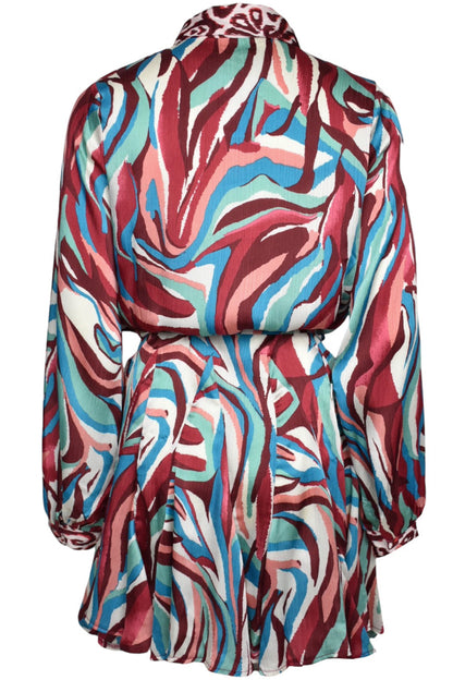 Burgundy & Multi Animal Print Belted Dress