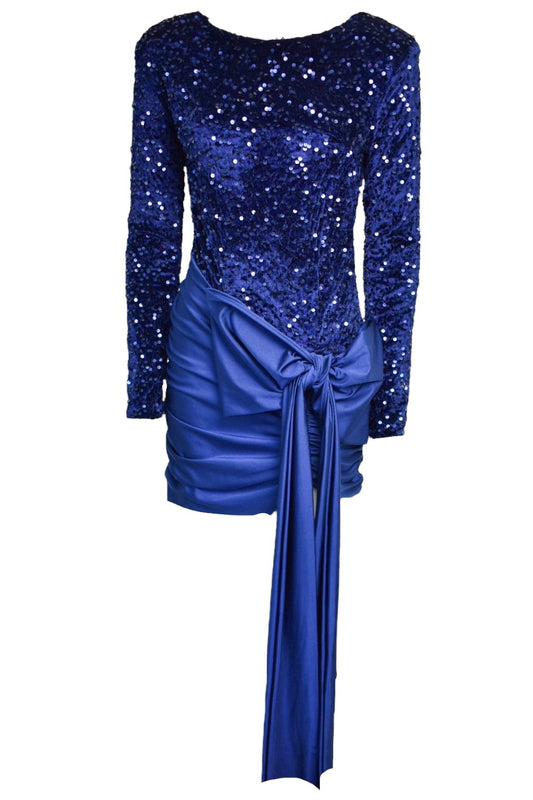 Blue Sequin Drape Dress