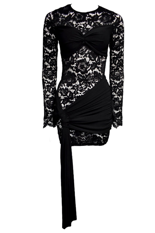 Black Lace Drape Dress