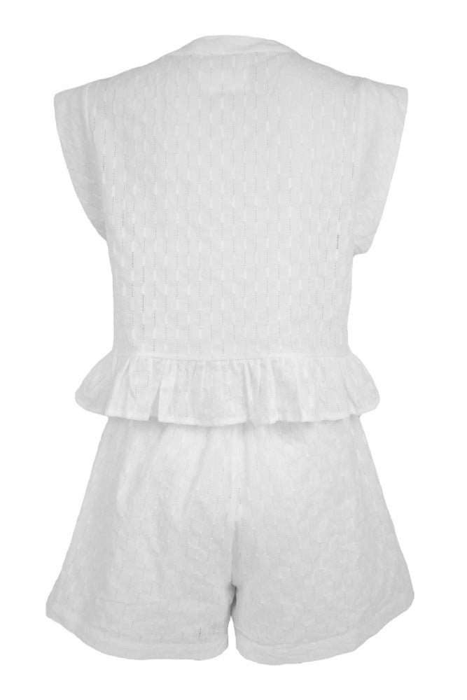 White Sleeveless Shirt & Shorts Co-ord