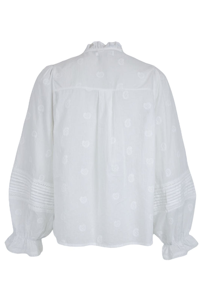 White Embroidered Smock Blouse
