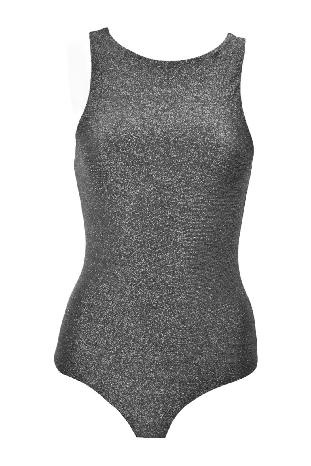 Silver Glitter Sleeveless Bodysuit