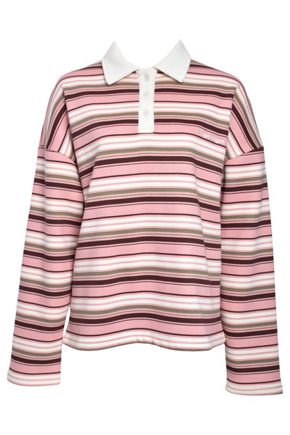 Pink & Cream Striped  Rugby Top