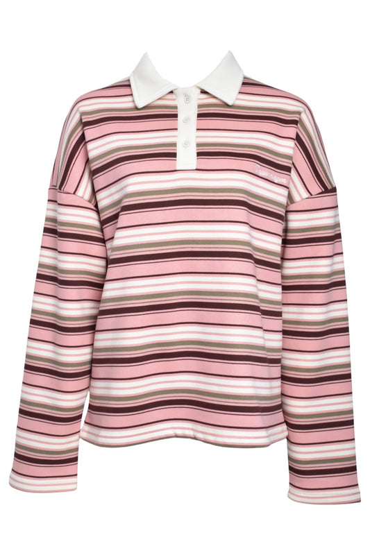 Pink & Cream Striped  Rugby Top