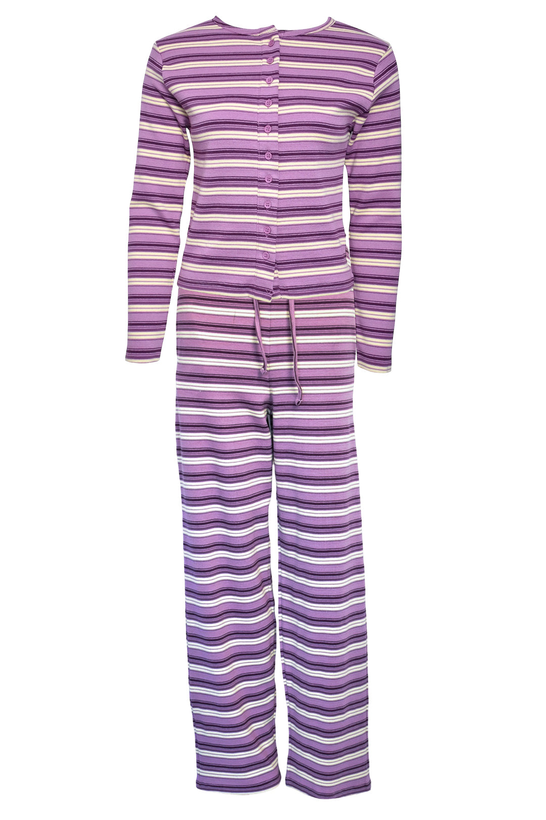 Lilac Striped Button Up Cardigan Co-ord