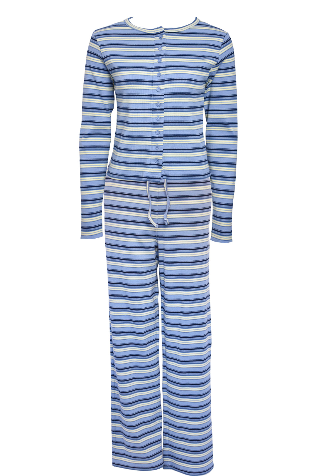 Blue Striped Button Up Cardigan Co-ord