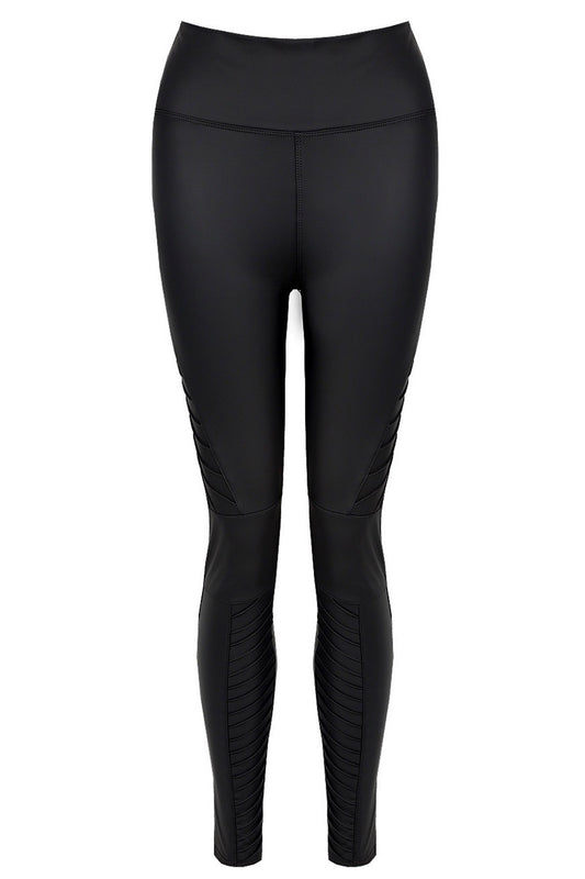 Black PU High Waist Biker Leggings