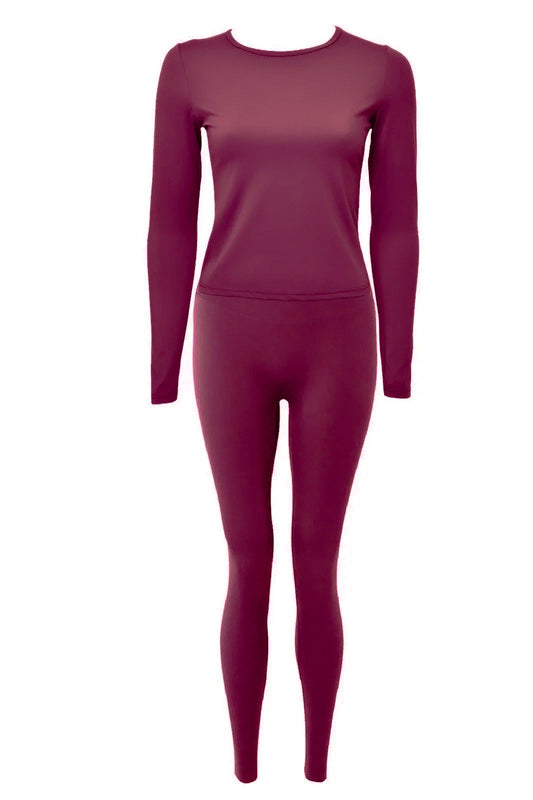 Burgundy Active Leggings & Long Sleeve Top Set