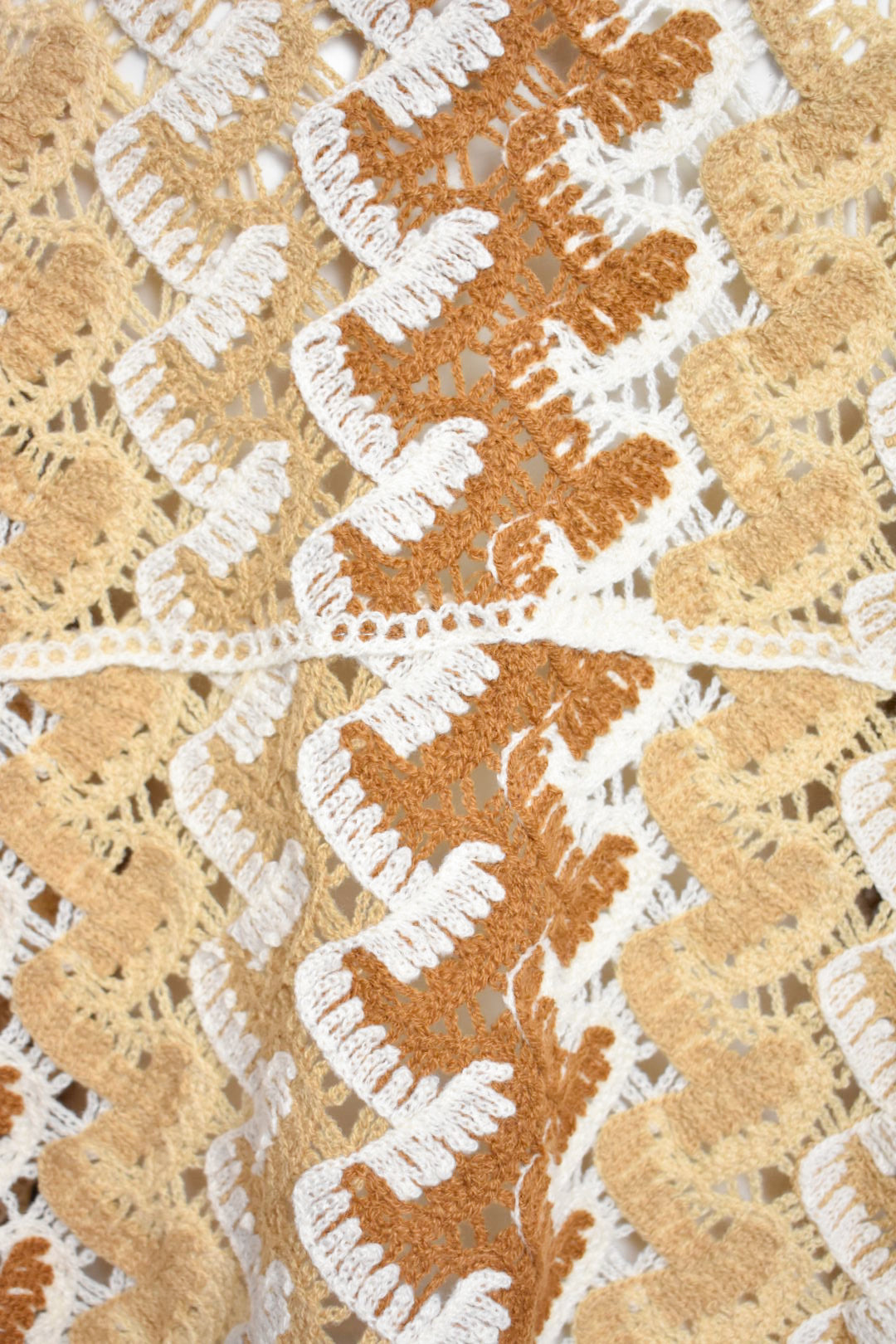 Cream & Caramel Crocheted Long Sleeve Top