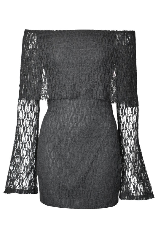 Black Lace Bardot Dress